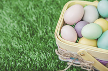 Easter Egg Basket Background with Copy Space