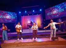 worship team on stage during a worship service 