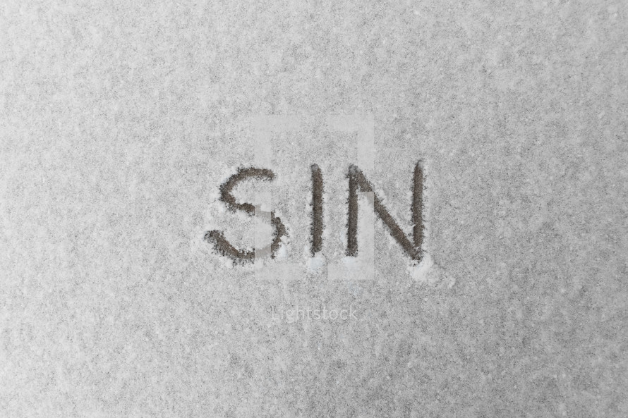 word sin written in snow 