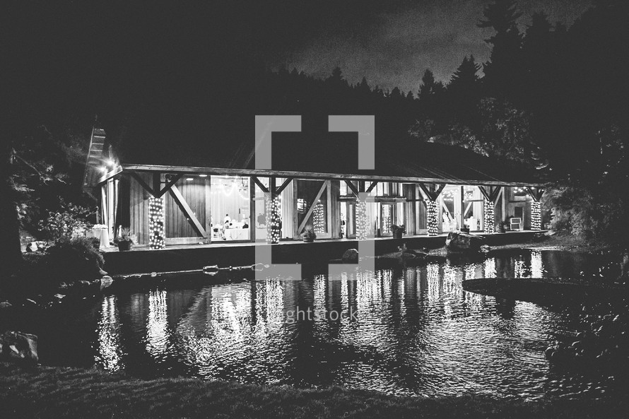 lake house at night 