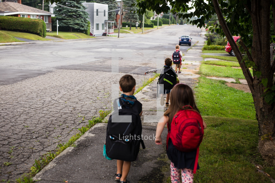 children walking to school 