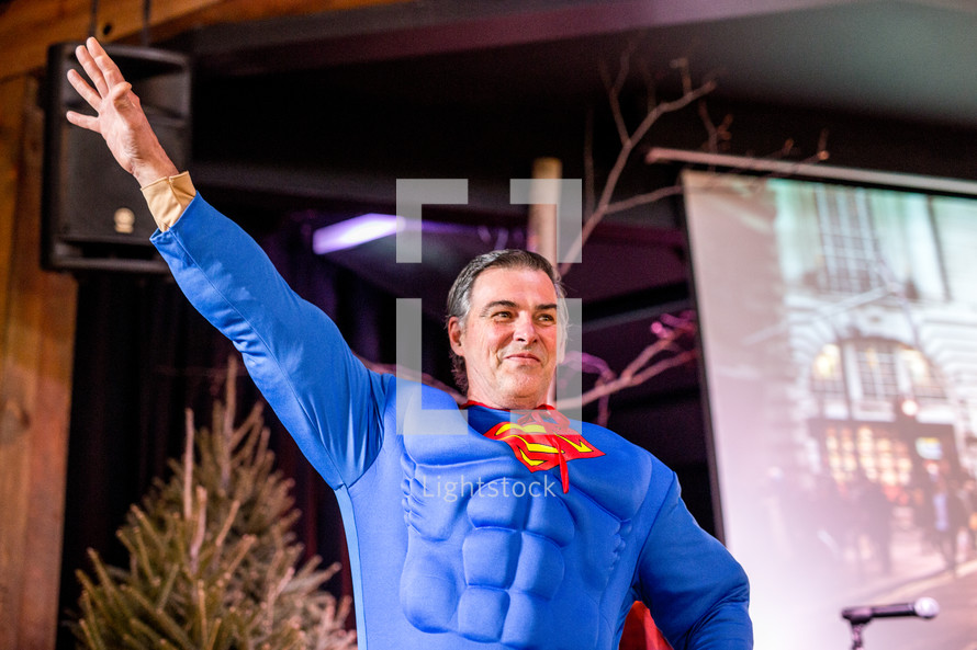 a man dressed up as superman 