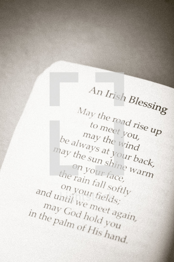 Prayer book open to "An Irish Blessing."