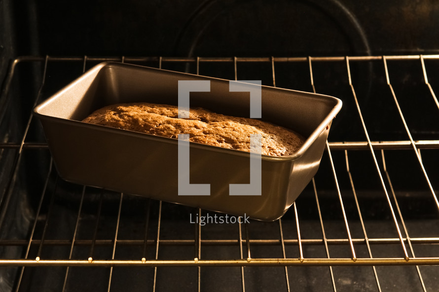 bread baking in an oven 