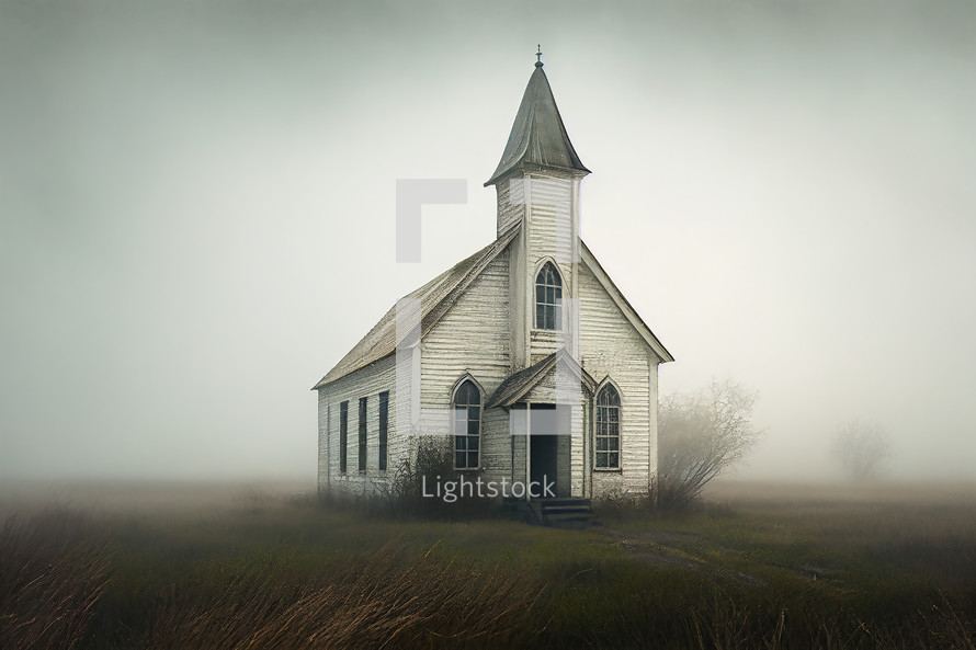 Old Church in misty setting