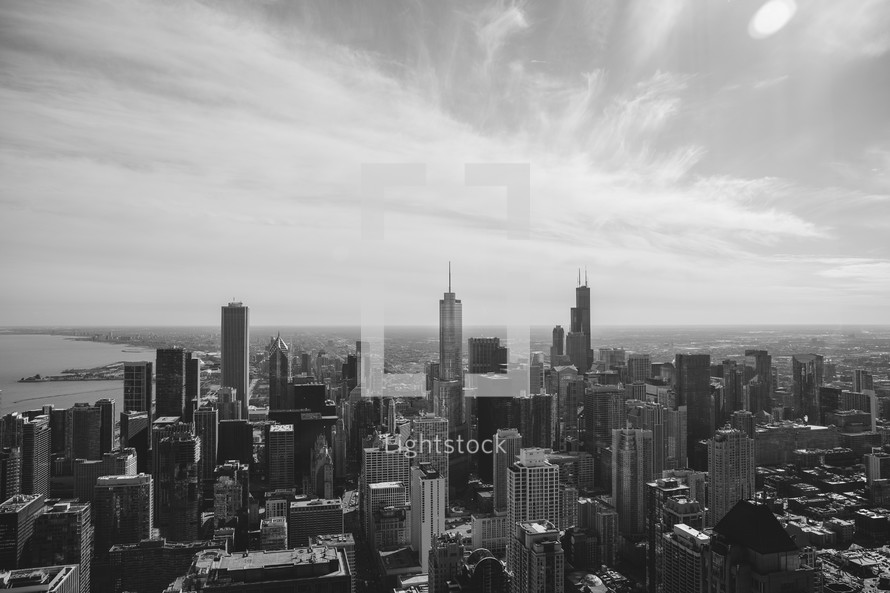 Chicago skyline in black and white 