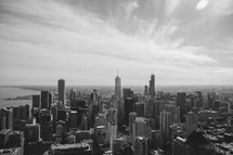 Chicago skyline in black and white 