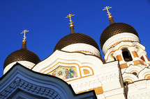 Detail of the Russian Orthodox Alexander Nevsky Cathedral at the top of Toompea Hill in the centre of Tallinn, Estonia