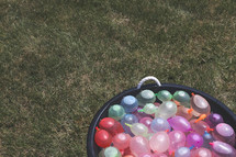 water balloons in a tub