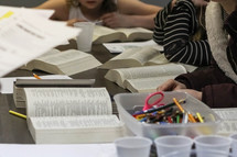 Bibles on a table during children's church