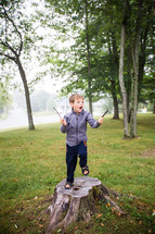 boy playing at a park 