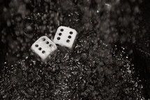 dice in water 