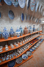 decorative pottery at a shop 