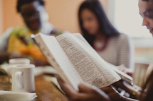 women reading Bibles at a woman's group Bible study