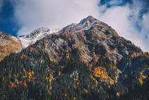 Snowy peaks in autumn