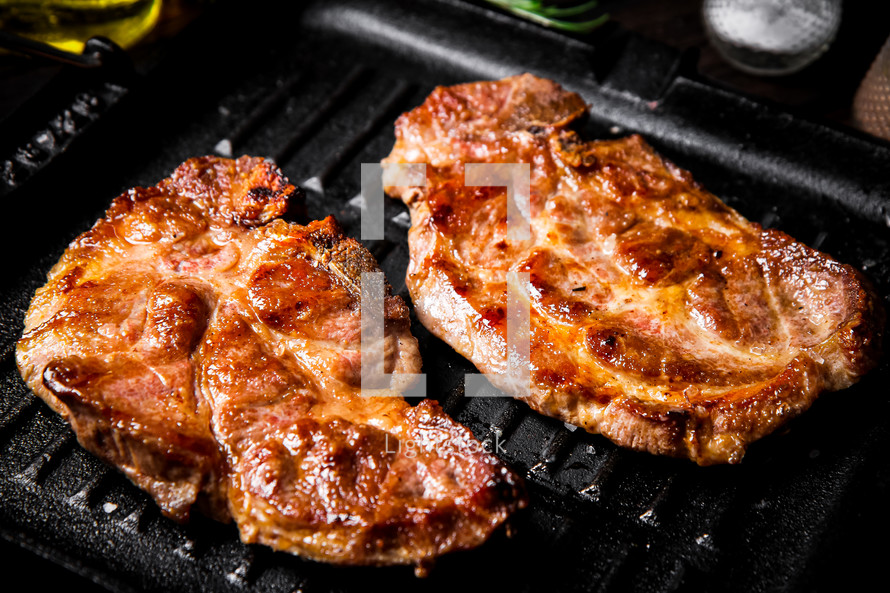 Grilled pork steak with rosemary. High quality photo