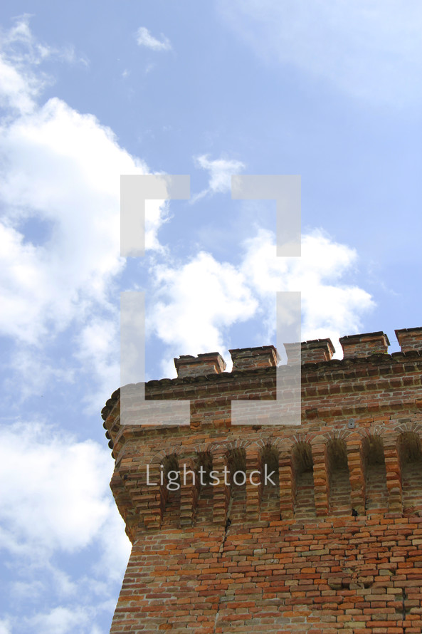 brick detailing on a roof of an ancient building 