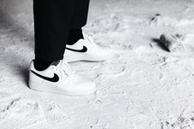 sneakers in snow 