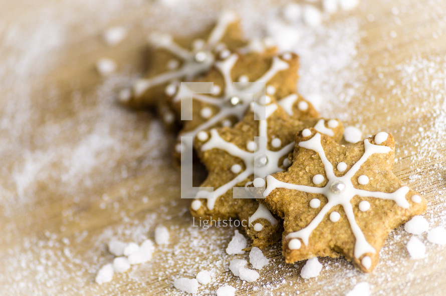 star Christmas cookie and flour 