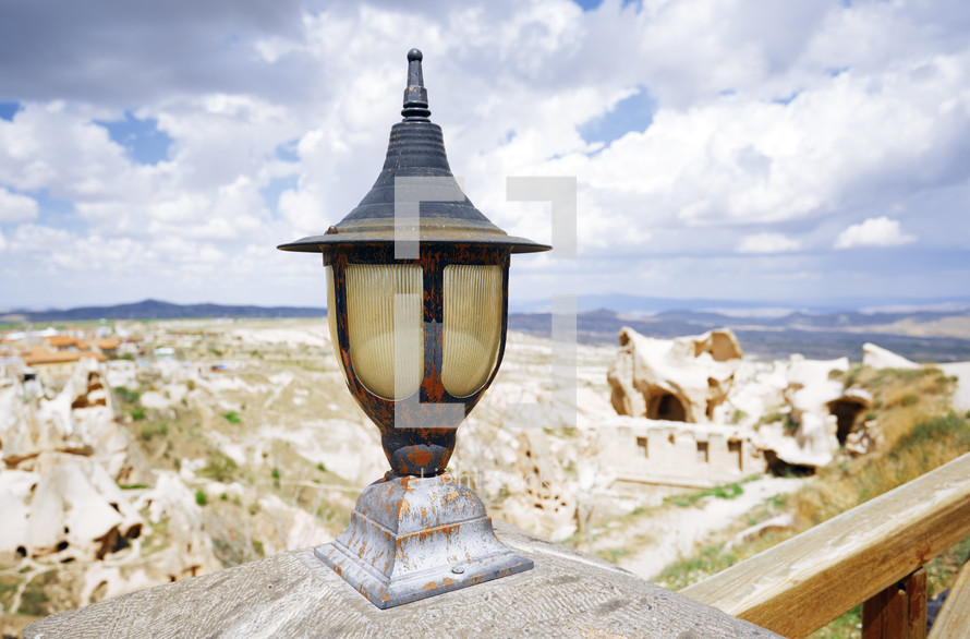 Street lamp at observation platform in Cappadocia, Turkey