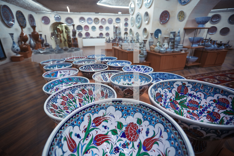 colorful bowls in a shop 