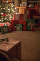 gifts around a Christmas tree
