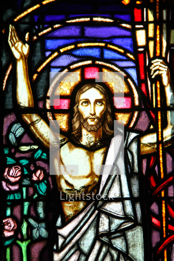 Stained glass window of Jesus 