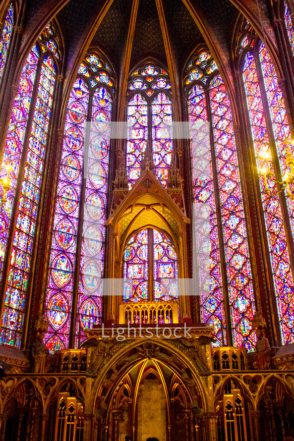 Stained Glass in Sainte-Chapelle, Paris, France.