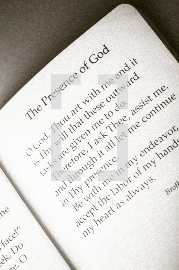 Prayer book open to "The Presence of God."