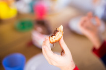 kids eating Nutella on a roll 