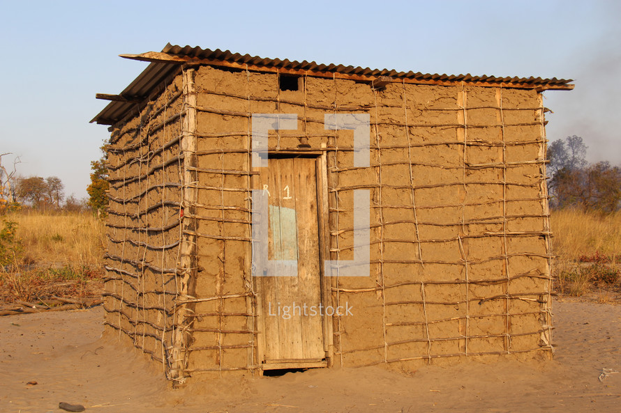 clay hut in a village 