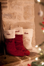 Stockings by a fireplace