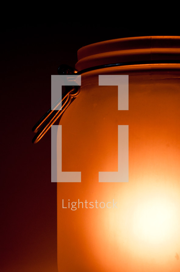 glowing light in a mason jar