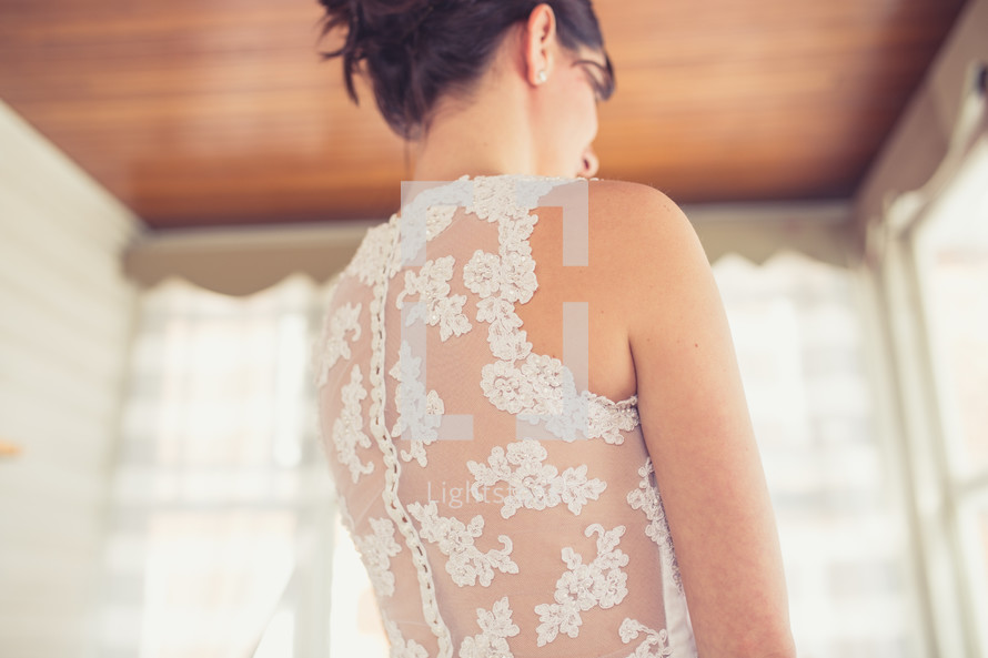 lace details on the back of a wedding dress