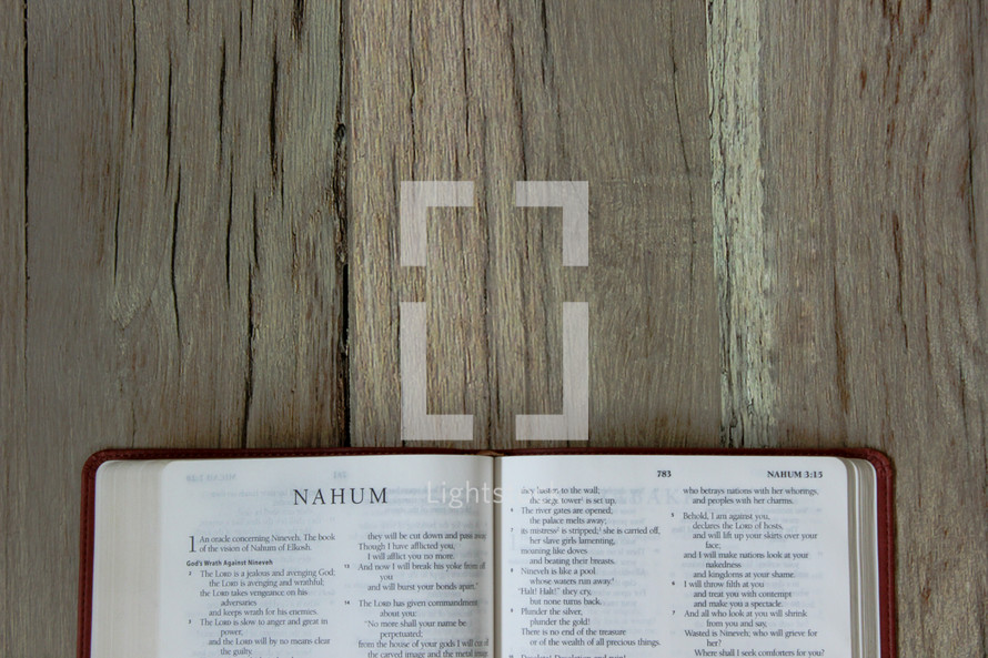 Bible opened to Nahum 