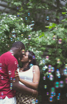 kissing under bubbles 