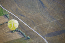 aerial view over a hot air balloon 