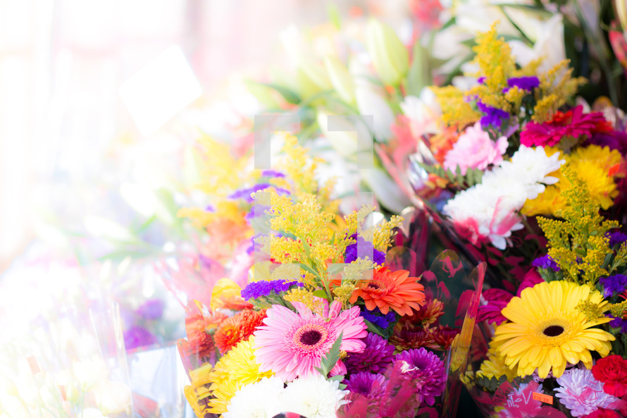 bouquet of flowers at a flower shop 
