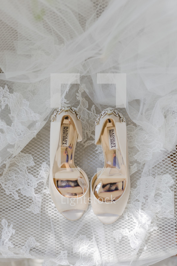 wedding gown and shoes 