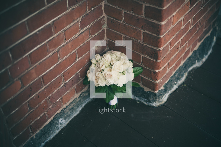 bridal bouquet in a corner 