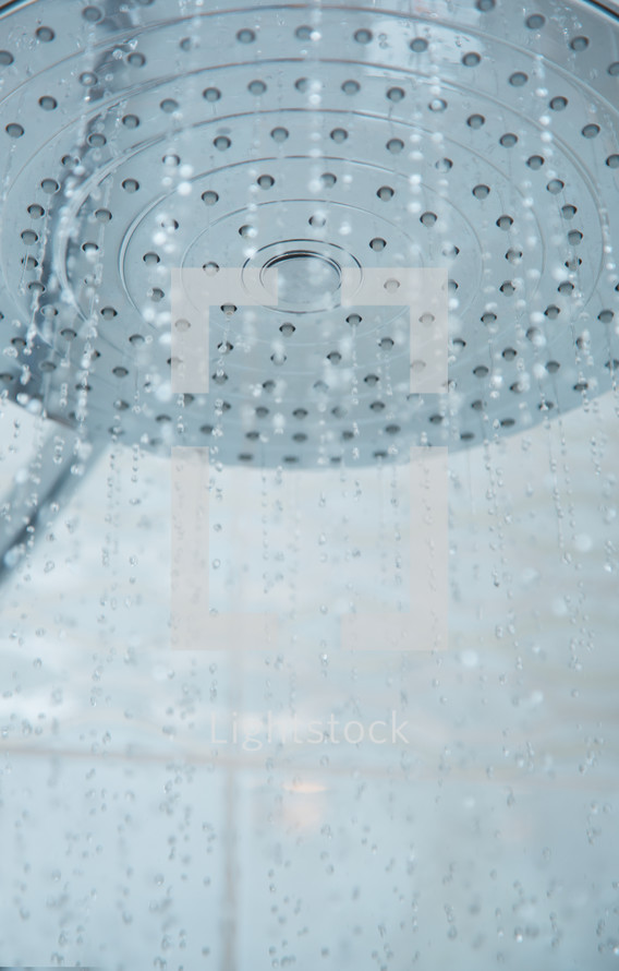 water from a shower head 