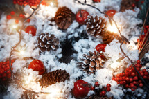 close-up of a Christmas wreath 