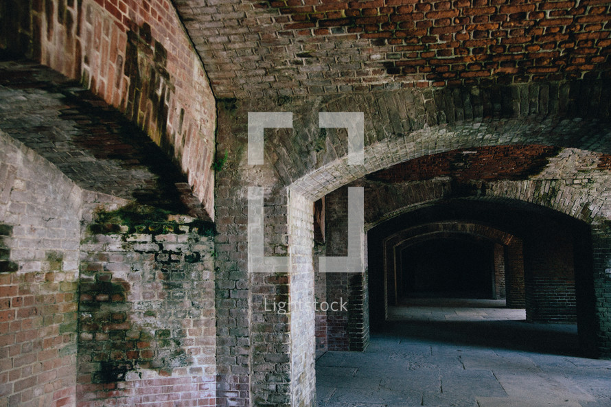 Old brick archways and tunnels.