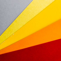 gray, red, yellow, orange, papers 