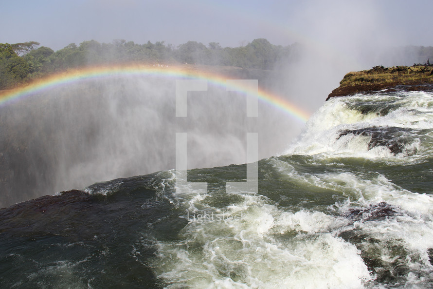 rainbow over a waterfall 
