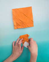 orange folded paper 