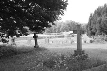 cemetery in black and white 