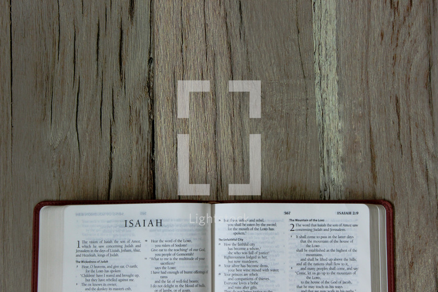 Bible opened to Isaiah