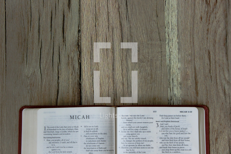 Bible opened to Micah