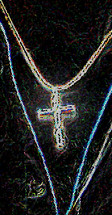 The Activation of the Super Glowing Cross; multi-colored cross mosaic.